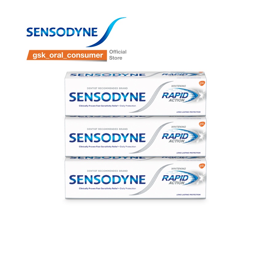 Bộ 3 Kem đánh răng giảm ê buốt Sensodyne Rapid Action Whitening 100g/tuýp giảm ê buốt nhanh và làm trắng răng tự nhiên