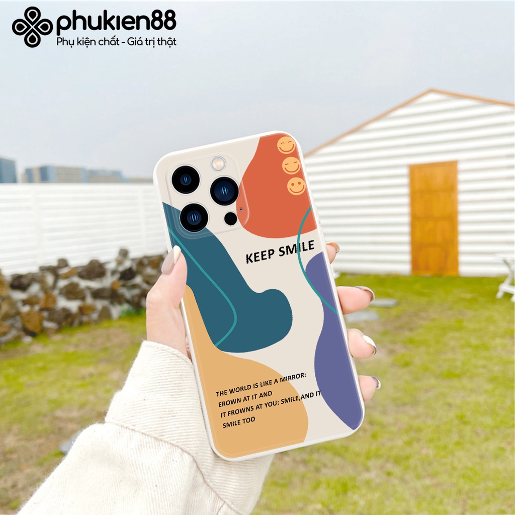 Ốp lưng ip KEEP SMILE cạnh vuông 6/6plus/6s/6splus/7/7plus/8/8plus/x/xr/xs/11/12/13/pro/max/plus/promax