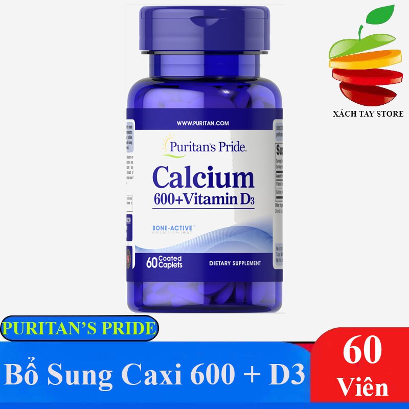 Viên uống bổ sung Canxi và Vitamin D3 chống loãng xương Puritan's Pride 60 viên