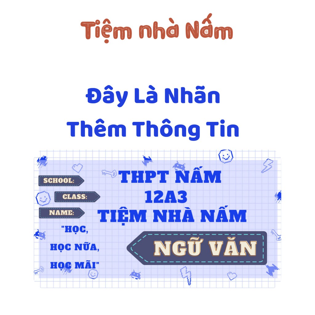 Combo Nhãn Vở Thiết Kế Theo Tên Môn Học, Tím Siêu Quậy