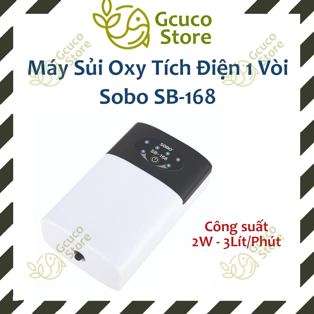 Máy sục sủi khí Oxy Tích Điện 1 Vòi Sobo SB-168 (2W - 3Lít/Phút) - Phòng Cúp Điện Cho Hồ Cá