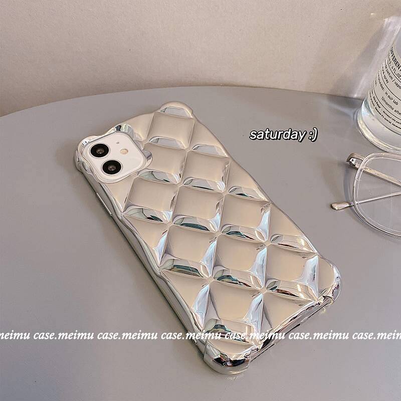 Ốp Điện Thoại Mạ Điện Họa Tiết Vân Kim Cương Cho Iphone12Pro / Max 11 Xs 7 / 8plus