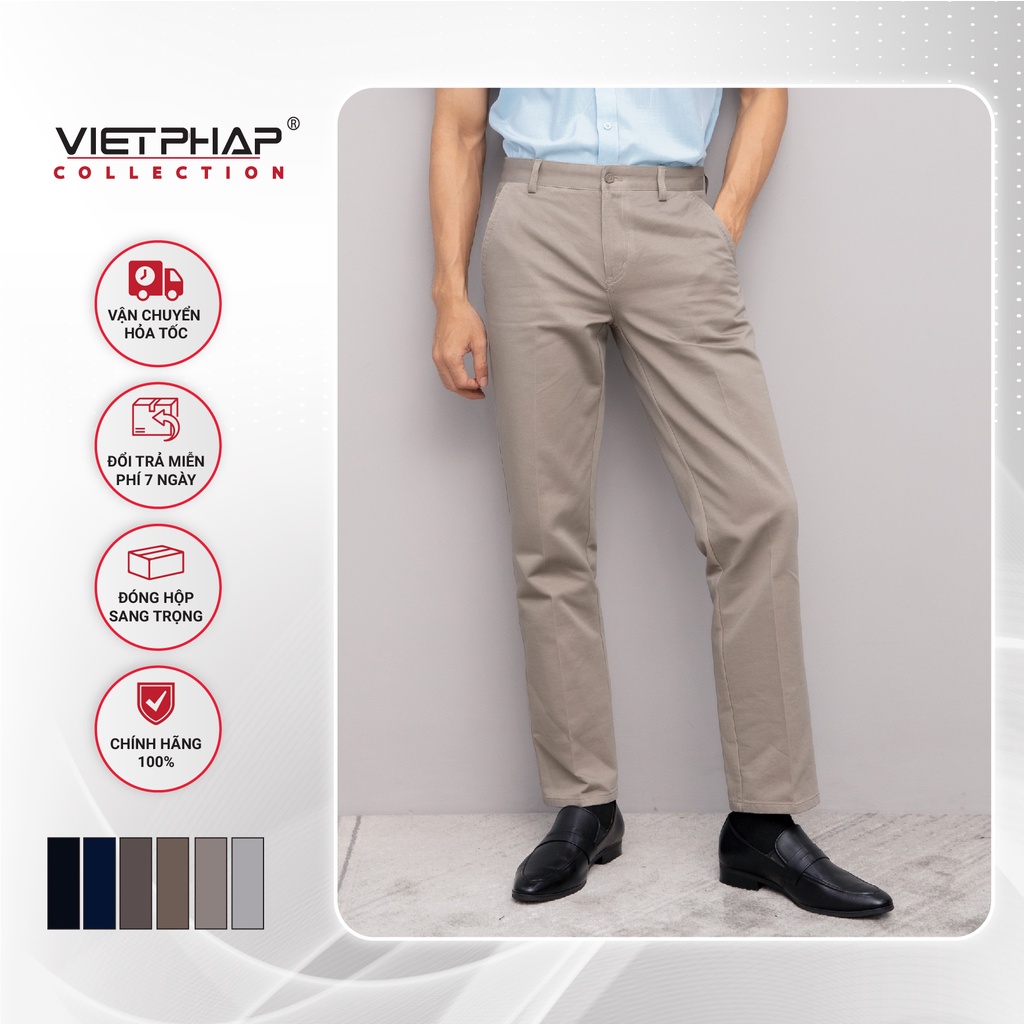 Quần Kaki Nam  Không Ly Hoạ Tiết Chìm Cao Cấp 9716 Việt Pháp. Cotton Kaki Thấm Hút Mồ Hôi, Co Giãn &amp; Giữ Form