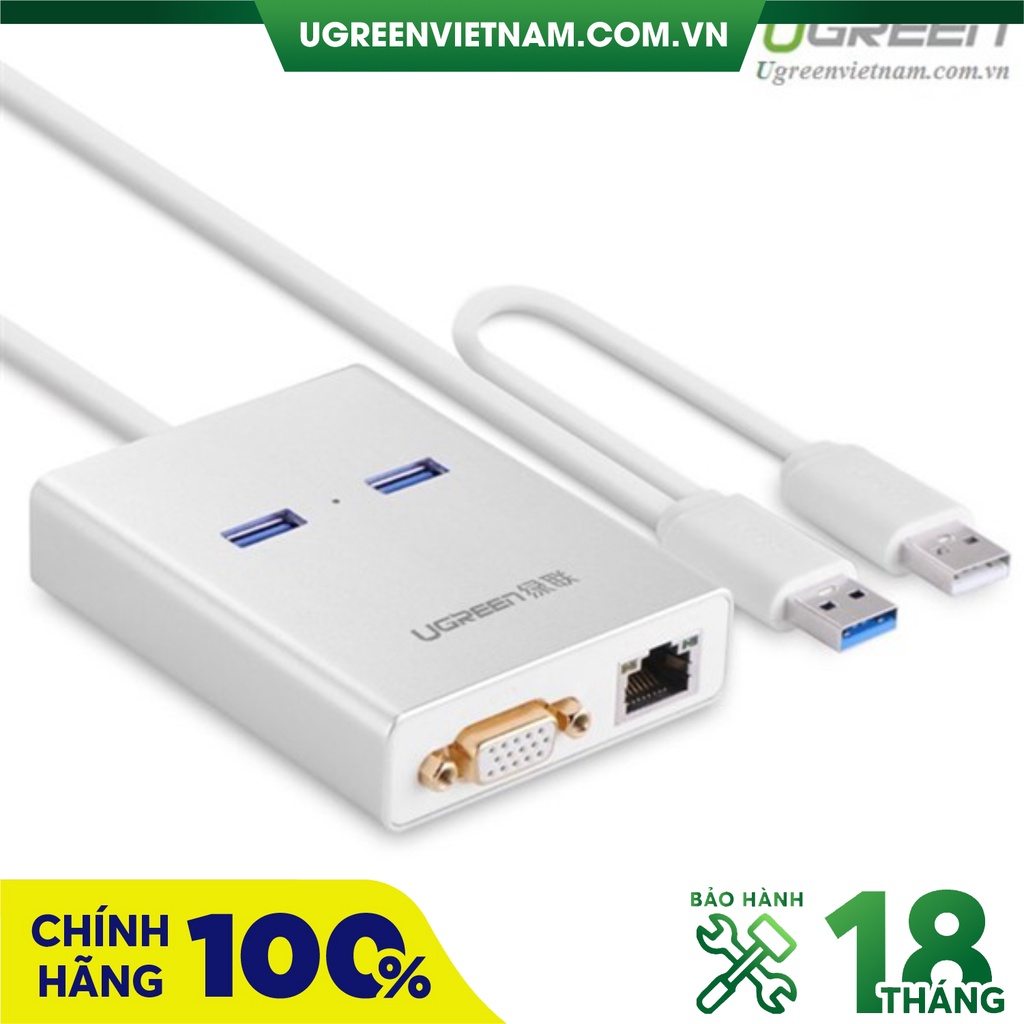 Cáp USB 3.0 to VGA và 2 cổng USB 3.0 tích hợp Lan Gigabit 10/100/1000 Mpbs Ugreen 40242