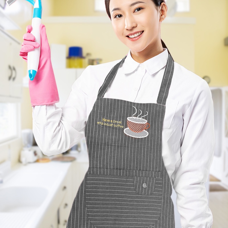 Tạp Dề Bằng Cotton Và Lanh Chống Dầu Mỡ Thiết Kế Thời Trang Cho Nữ