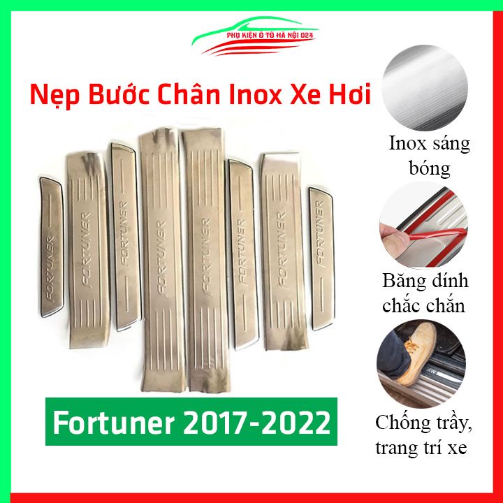 [Fortuner 2017-2020] Bộ Nẹp Bước Chân Trong Ngoài Bằng Inox Cho Ô Tô - Toyota Fortuner 2017-2020