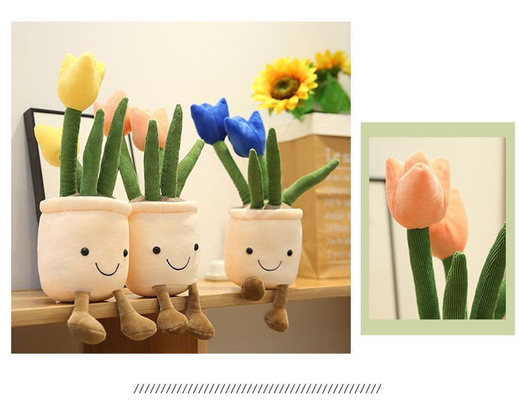 Chậu Hoa Tulip Nhồi Bông Xinh Xắn Đáng Yêu