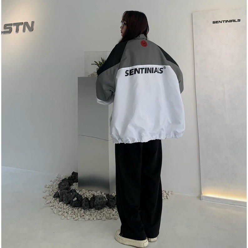 Áo Khoác dù Chữ SENTINIALS Unisex Hàn Quốc Đẹp Nam Nữ Couple -FREESHIP TREND - Kiểu Bomber Gió 2 Lớp Khóa Kéo Zip