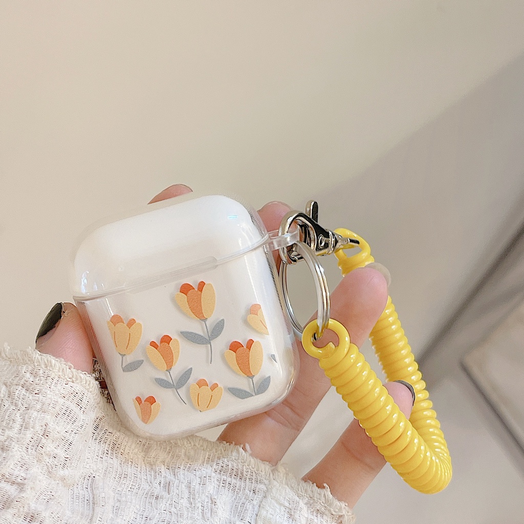 Vỏ Bảo Vệ Hộp Sạc Tai Nghe airpods 1 2 Pro 3rd Generation Pro 1/2 Trong Suốt Chống Sốc Họa Tiết Hoạt Hình Kèm Dây Đeo Kiểu Nhật Hàn