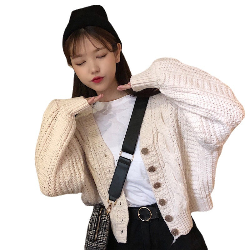 Áo cardigan dệt kim DIDIKA tay dài cổ chữ v dáng rộng phong cách retro Nhật Bản