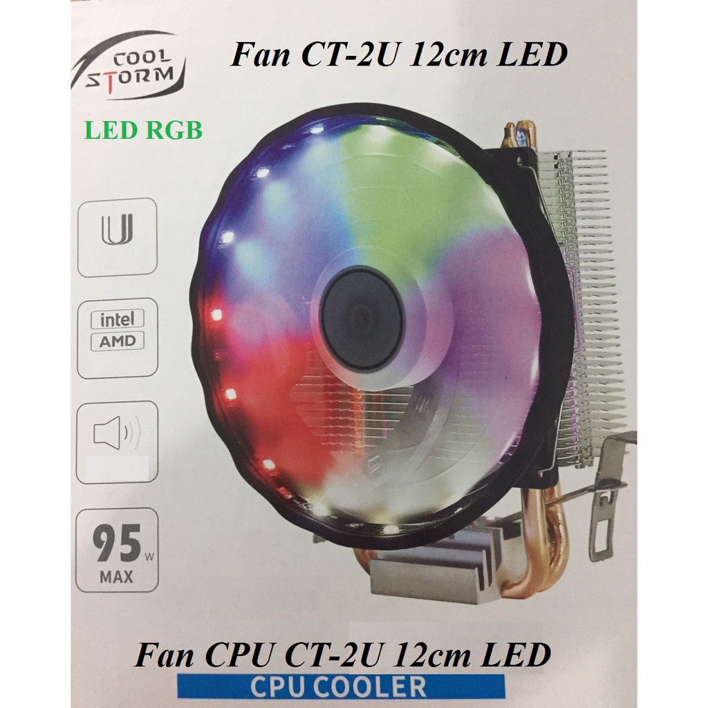 Tản Nhiệt Khí Cool Storm CT-2U LED 7 MÀU Sử dụng cho CPU Intel các socket: 775 -- 115x (1156 - 1155 - 1150 - 1151