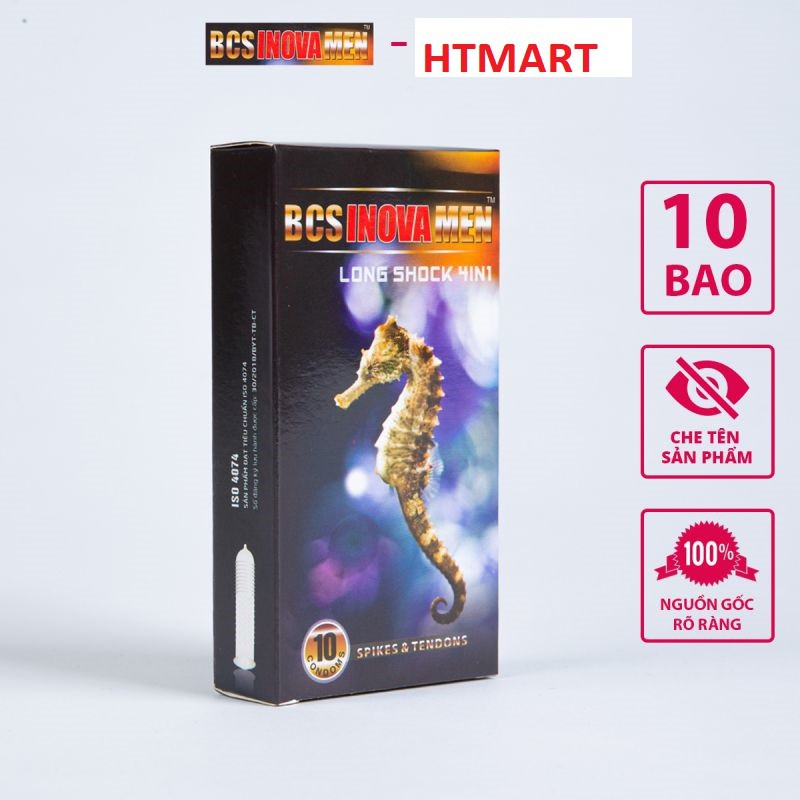 [ BAO CAO SU 4IN1 ] Hộp 10 cái Bao Cao Su INOVA MEN Gân Gai Kéo Dài Thời Gian - Thương hiệu Quốc Tế