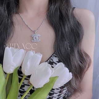 ᴾᵀᴺᵃᶜᶜ dây chuyền bi xi bạch kim + mặt thương hiệu . d7720r4