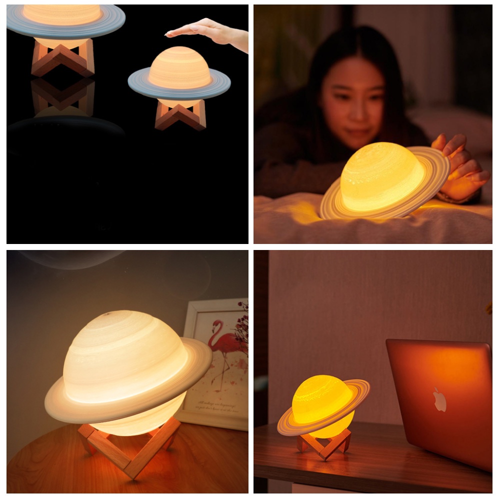 【sweet】1pc home Creative Rechargeable USB Saturn Star shape warm light Bedroom Bedside Lamp Switch Lighting