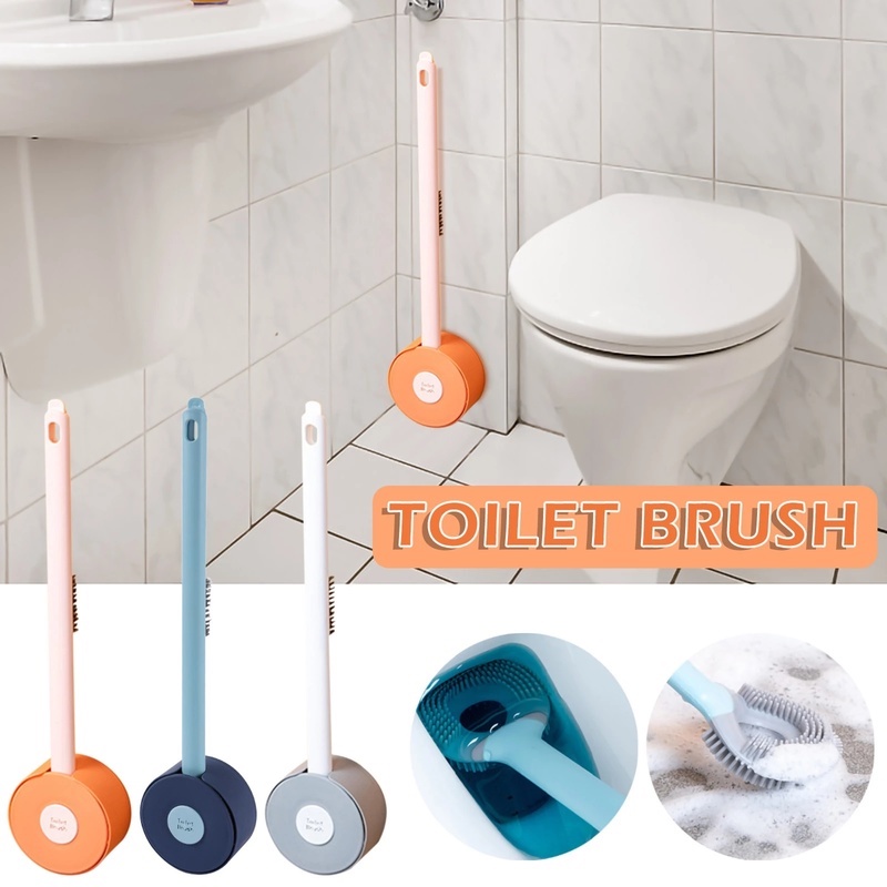 Bàn Chải Vệ Sinh Toilet Hình Kẹo Mút Bằng Silicon Có Giá Đỡ Gắn Tường Không Cần Khoan Tường