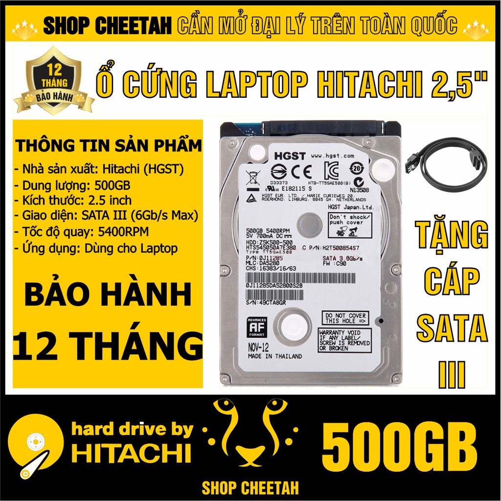 HDD 2.5” Hitachi 500GB (HGST) – Ổ cứng Laptop chính hãng – Bảo hành 12 tháng – Mới 99% – Tháo từ máy nhập khẩu