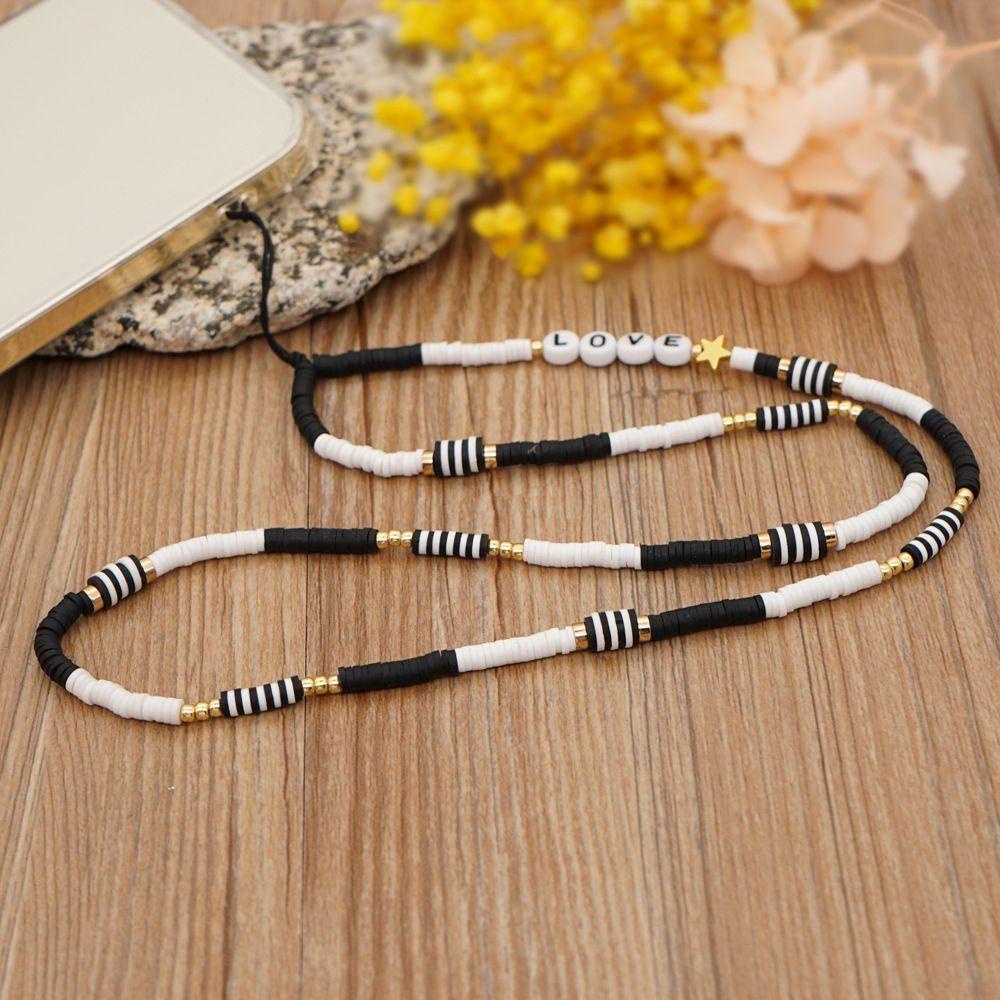 Dây Đeo Điện Thoại Dạng Chuỗi Hạt Mặt Cười Nhiều Màu Chống Thất Lạc Heishi Clay
