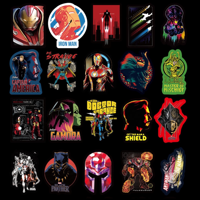Set 100 sticker dán hình nhân vật siêu anh hùng Marvel chống thấm nước
