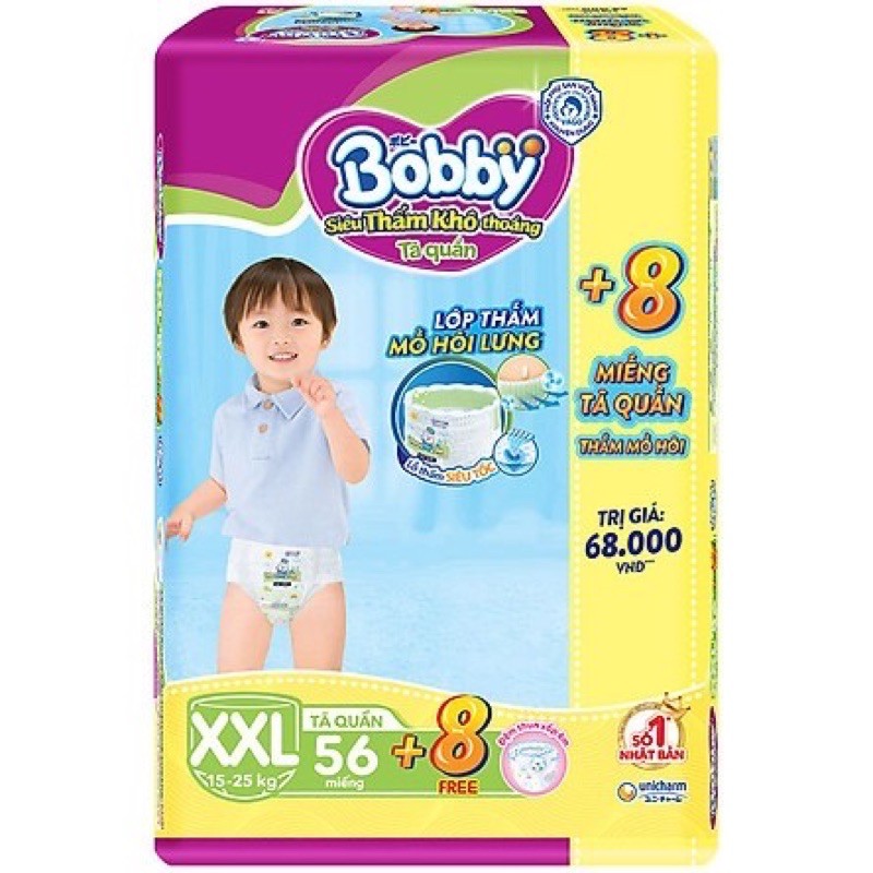 Tã quần BOBBY M76/L68/XL62/XXL56 lưng thun thấm mồ hôi