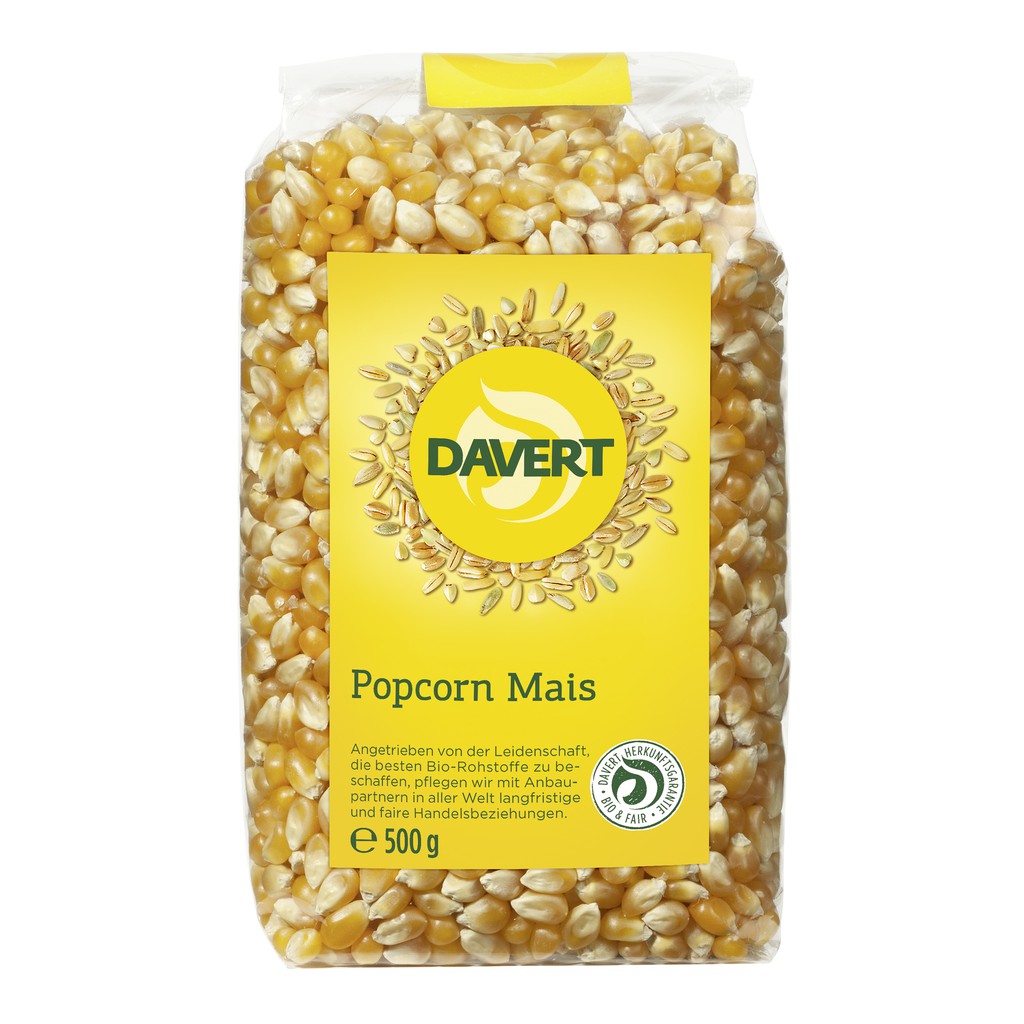 Ngô nổ bỏng (popcorn) hữu cơ Davert 500g