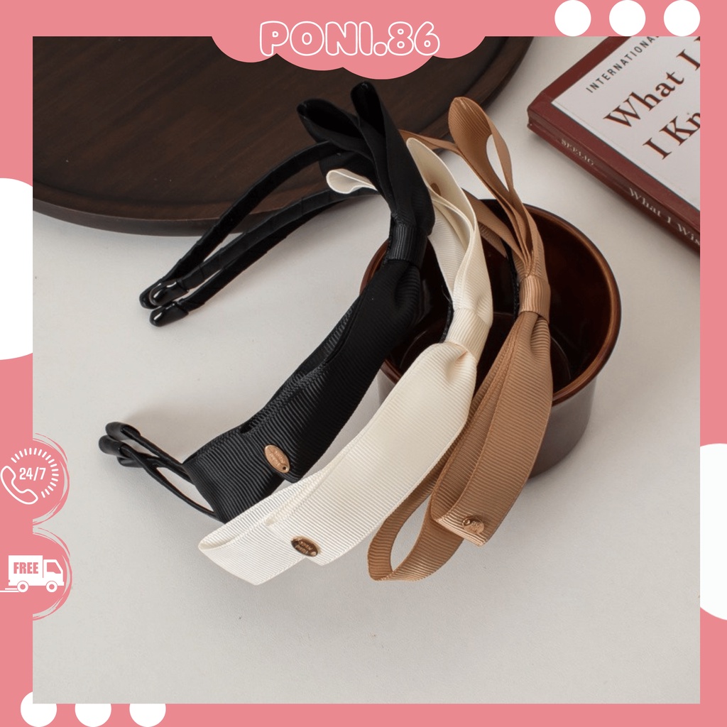 Băng đô cài tóc nơ nhỏ thanh lịch nhẹ nhành phong cách Vintage