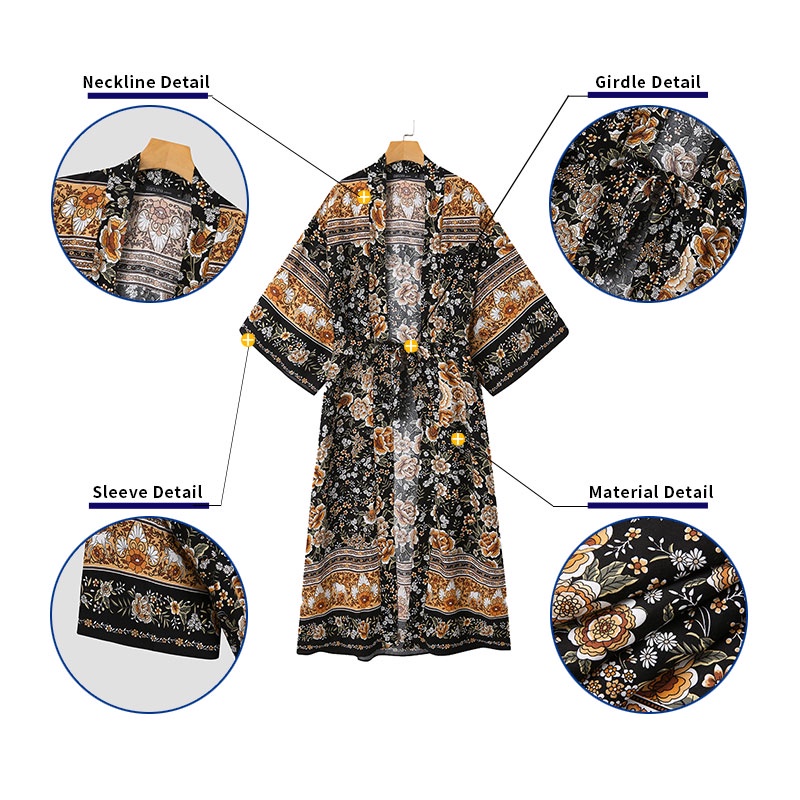 Áo khoác cardigan Zanzea tay 3/4 in họa tiết hoa phong cách châu Âu dành cho nữ