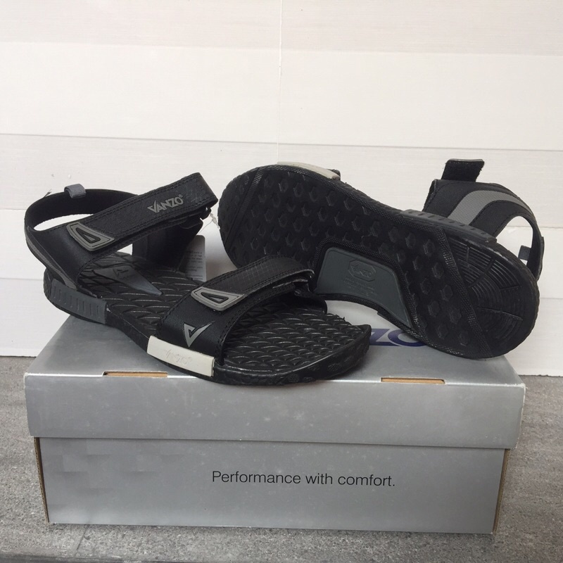 Giày sandal Vanzo xuất khẩu, dép quai hậu nam 2 quai cao cấp màu đen, cam big size 40; 41; 42; 43