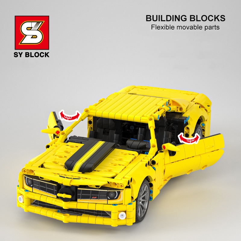 Đồ Chơi Lắp Ráp Kiểu LEGO TECHNIC Điều Khiển Từ Xa Siêu Xe Chevrolet Camaro YellowBlack Model SY8617 Với 1099 Mảnh Ghép