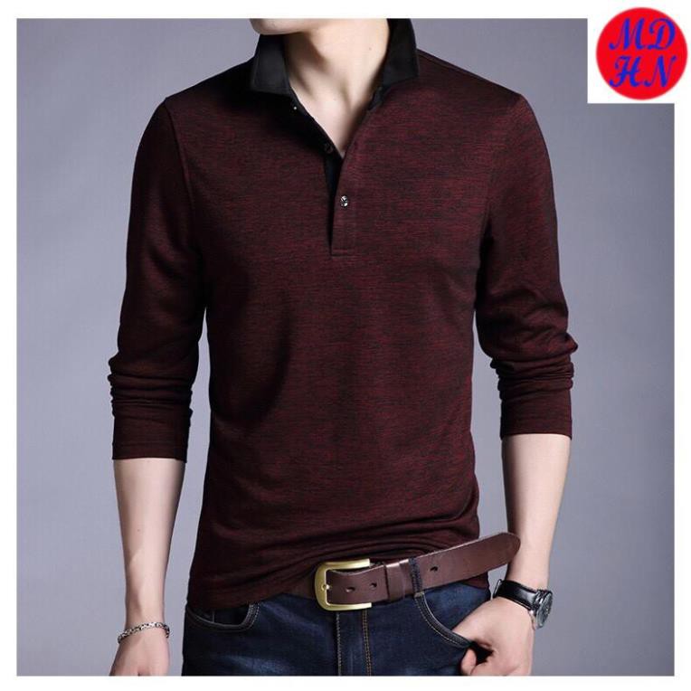Áo thun cổ trụ nam dài tay cao cấp MDHN AT03 Xanh