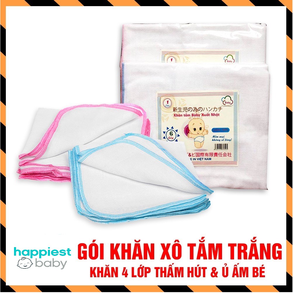 Khăn xô tắm trắng 4,5,6 lớp siêu mềm siêu thấm, hàng xuất Nhật, khăn tắm cho bé0