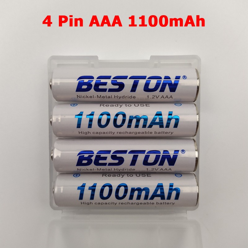 Combo 4 pin sạc Beston AA AAA pin NiMH kèm sạc pin mic không dây, điều khiển từ xa, đồ chơi trẻ em