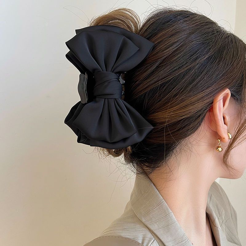 Kẹp Tóc Hình Nơ Lớn Màu Đen Phong Cách Hàn Quốc Thanh Lịch Dành Cho Nữ