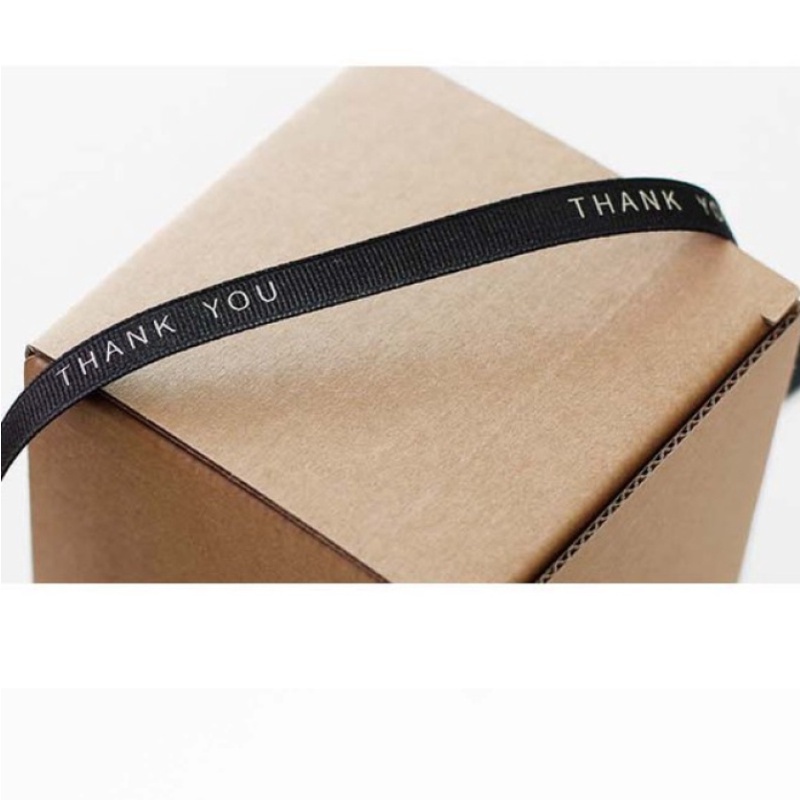 Cuộn Dây Ruy Băng Màu Trắng Đen 25 Yard In Chữ Thank You Trang Trí Quà Tặng