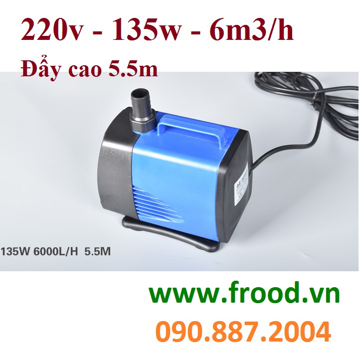 Bơm chìm hồ cá 220v-135w-6m3h-Đẩy cao 5.5m