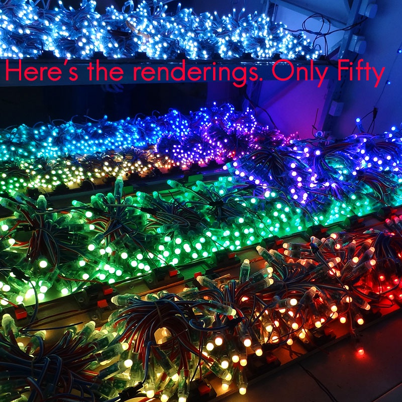 50 cái ws2811 led pixel chuỗi ánh sáng quảng cáo đổ không thấm nước đầy đủ màu sắc đục lỗ ánh sáng 12mm dc 5v