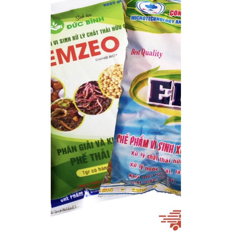 COMBO 5 GÓI EMZEO KHỬ MÙI HÔI VÀ 5 GÓI EMIC ủ phân cá đậu tương
