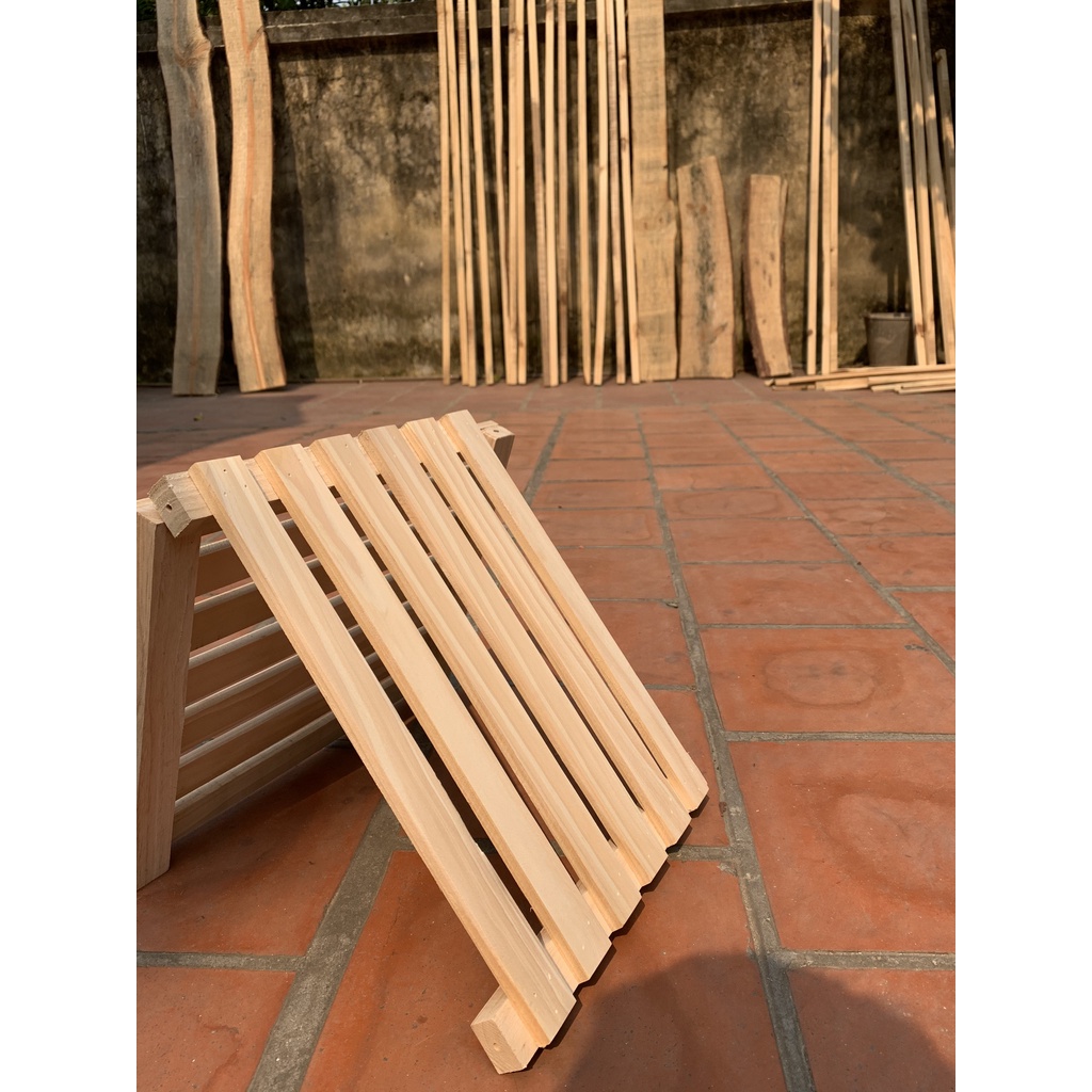 Kệ gỗ tab đầu giường 2 tầng tự lắp ráp kệ đầu giường gỗ thông tự nhiên