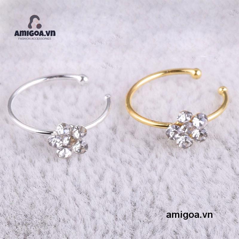 ✨✨Khuyên Mũi Dạng Chữ C Bằng Thép Không Gỉ Đính Đá Thời Trang