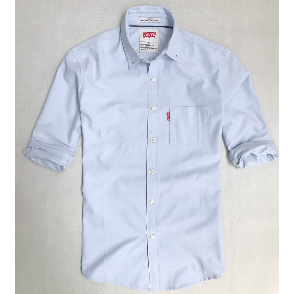 Sơ mi không nhăn Poplin tay dài xanh nhạt Levis
