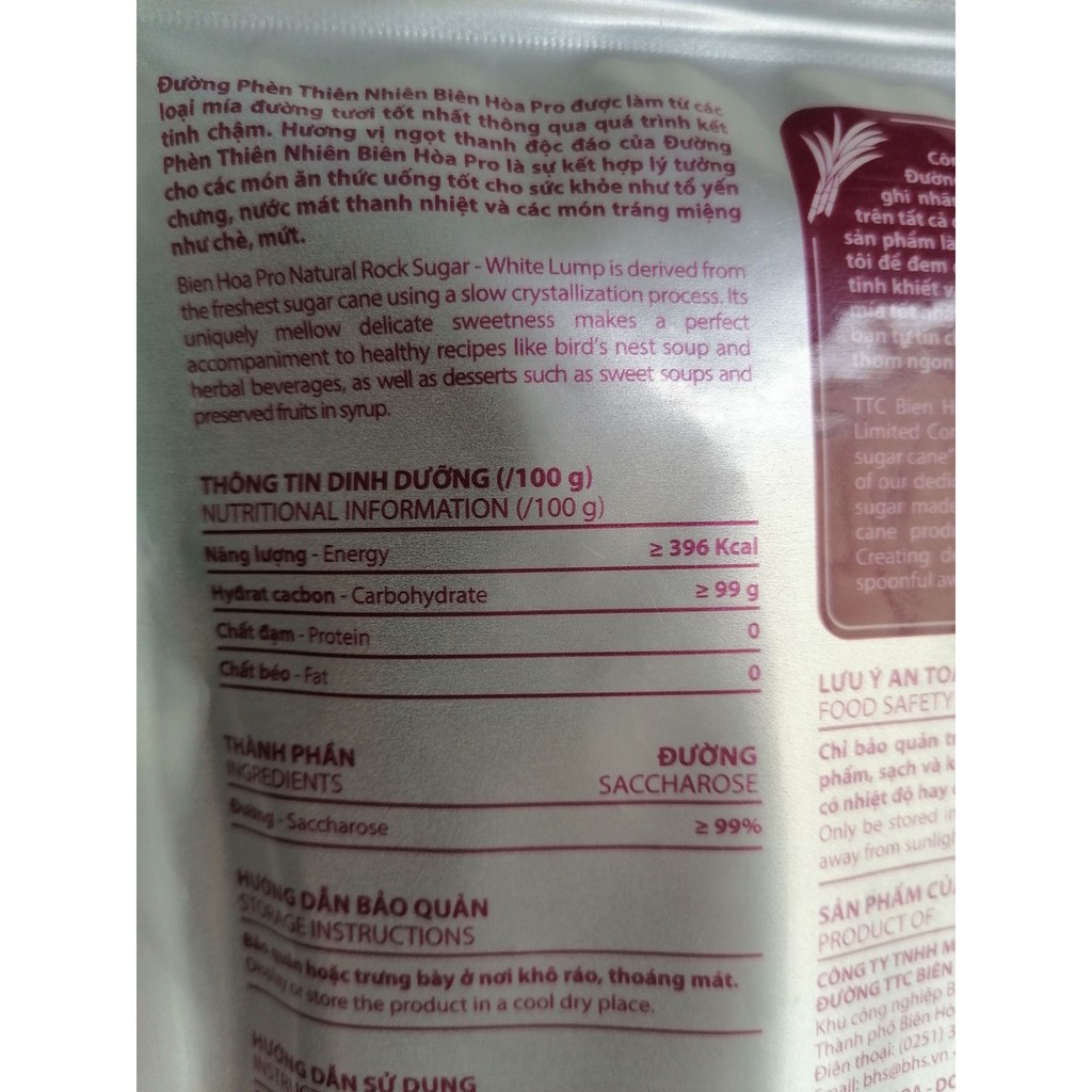 [500g - THIÊN NHIÊN] ĐƯỜNG PHÈN HẠT [VN] BIÊN HÒA Natural Rock Sugar – White Lump (halal)