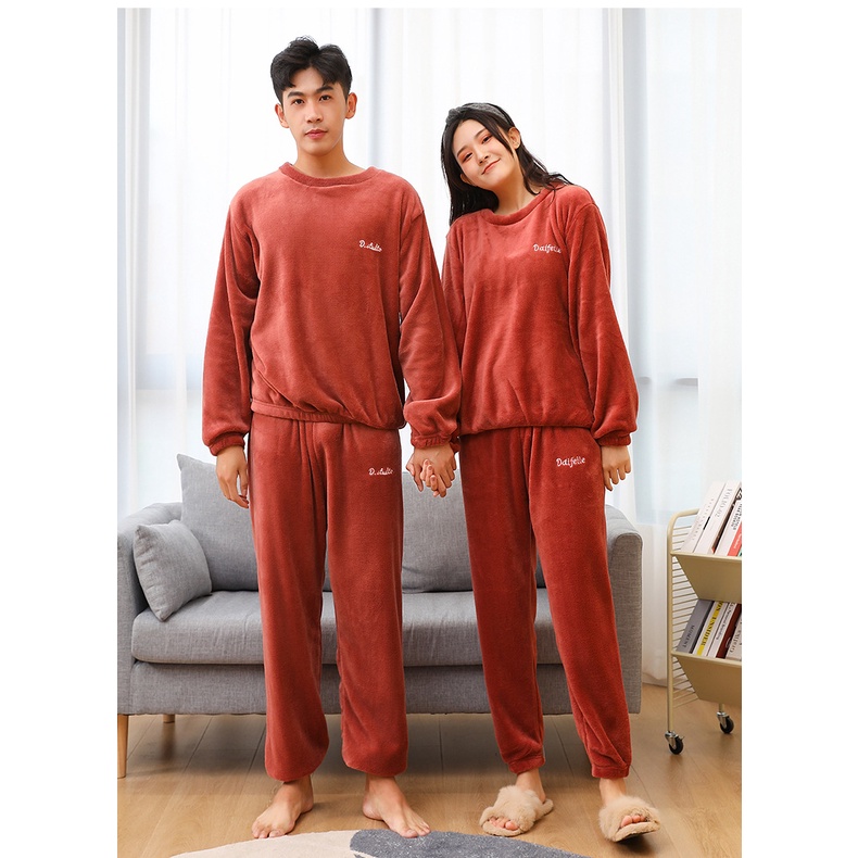 Bộ Đồ Ngủ Nam Quần Áo Mặc Ở Nhà Dài Tay Vải Nhung Bông Lông Cừu Mùa Xuân Thu Đông Đi Chơi BĐNN11