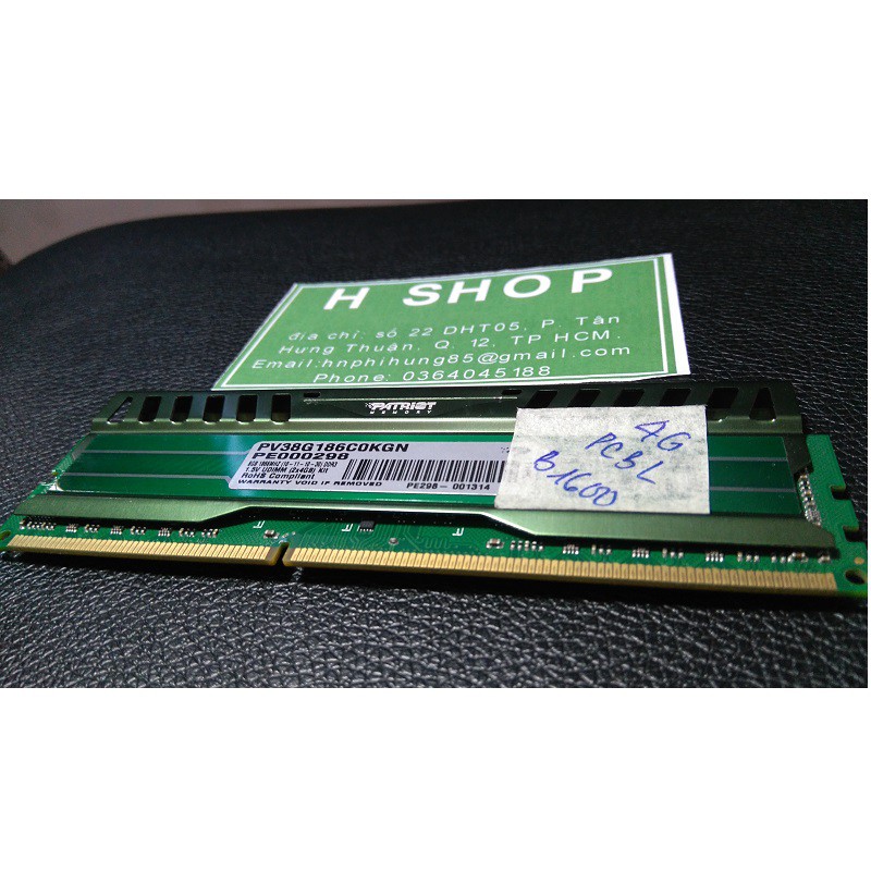 Ram tản nhiệt 8Gb (Kit 2x4gb) DDR3 bus 1600 overclock lên tới 2133, ram bộ hiệu PATRIOT, bảo hành 3 năm