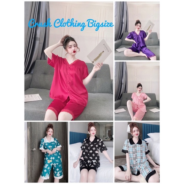 [Mẫu Đẹp ]Pyjama Đồ Bộ Đùi Lửng Ren Bigsize 55-100kg Diện cực Đẹp Chất Lụa Nhật Cao Cấp