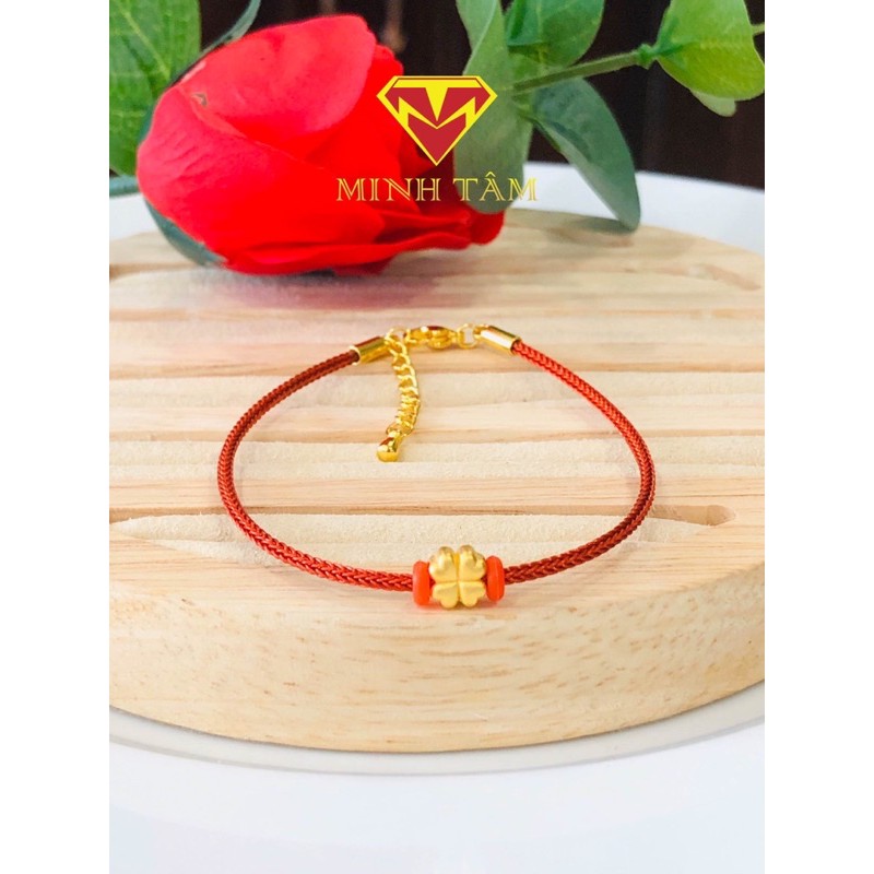 Vòng tay dây cước đeo charm khoá mạ vàng,Vòng dây cước xỏ charm khoá mạ vàng-Minh Tâm Jewelry