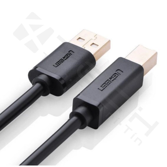 Dây máy in mạ vàng USB 2.0 chuẩn A đực sang chuẩn B đực dài 1.5M UGREEN US135 10350 (đen) - Hàng chính hãng