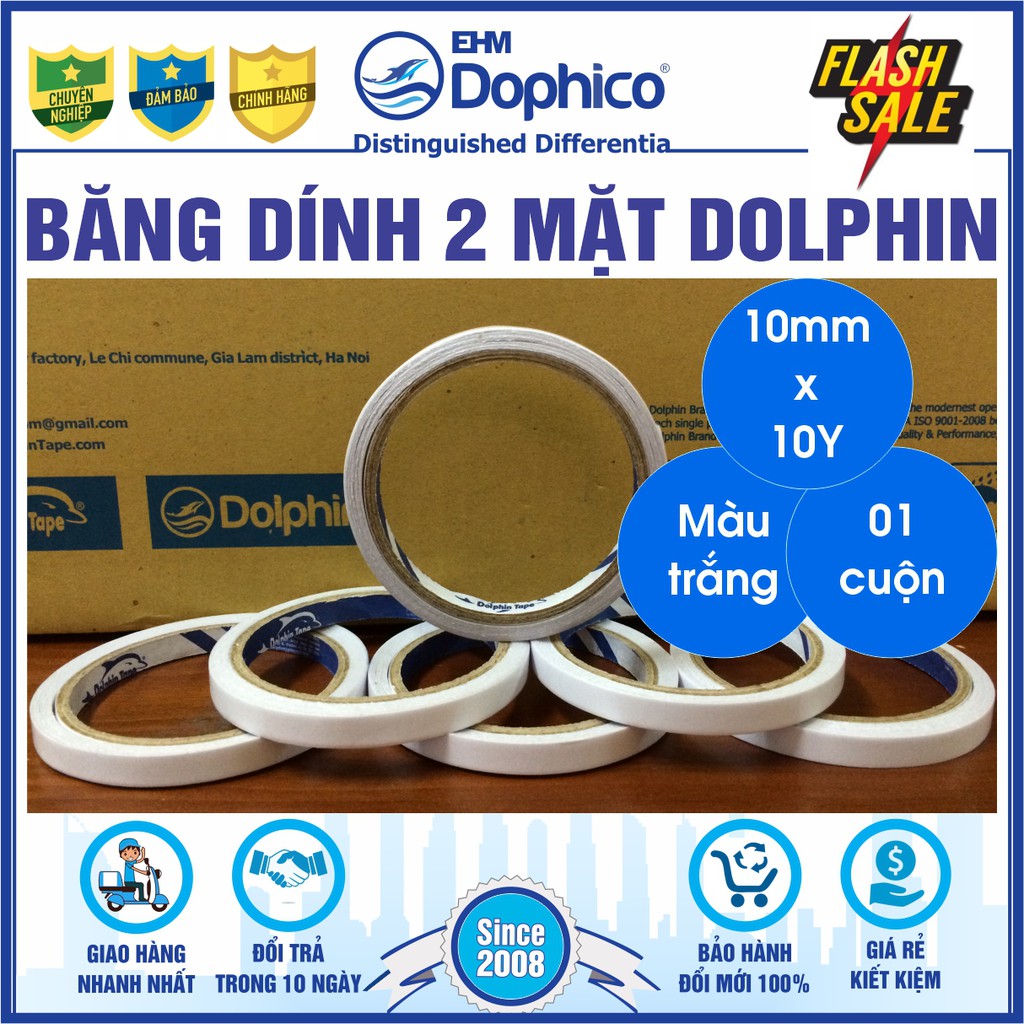 Băng dính 2 mặt KT: 10mm x 10Y – Dùng trong công tác văn phòng phẩm, dán hồ sơ, văn thư, bao thư, bưu thiếp