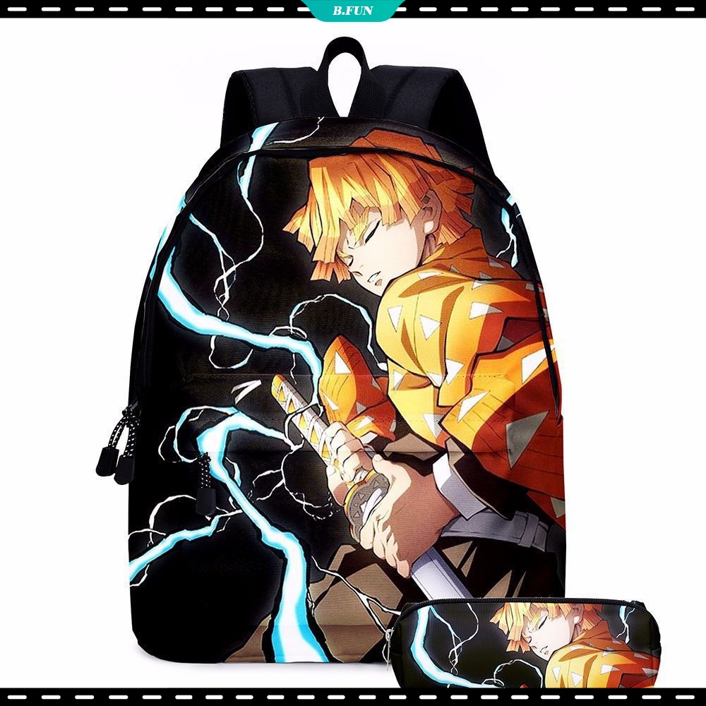 Set 2 Ba Lô Đi Học Họa Tiết Anime Demon Slayer Agatsuma Zenitsu Tomioka Giyuu Cosplay Nezuko Tanjirou