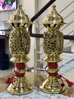 Cặp Đèn điện đồng cao 38cm