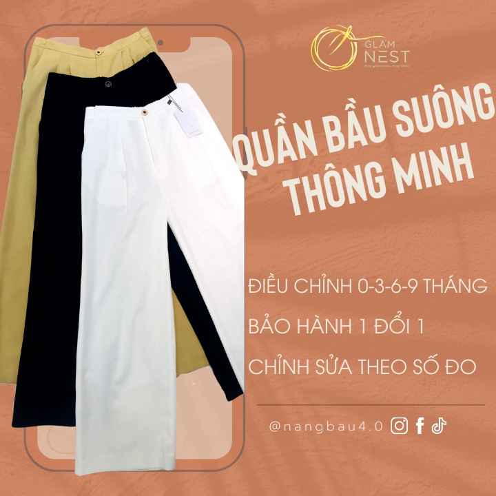 Quần Bầu Dáng Suông Công Sở Ống Rộng Dài Đẹp Đa Năng GLAM NEST QD001
