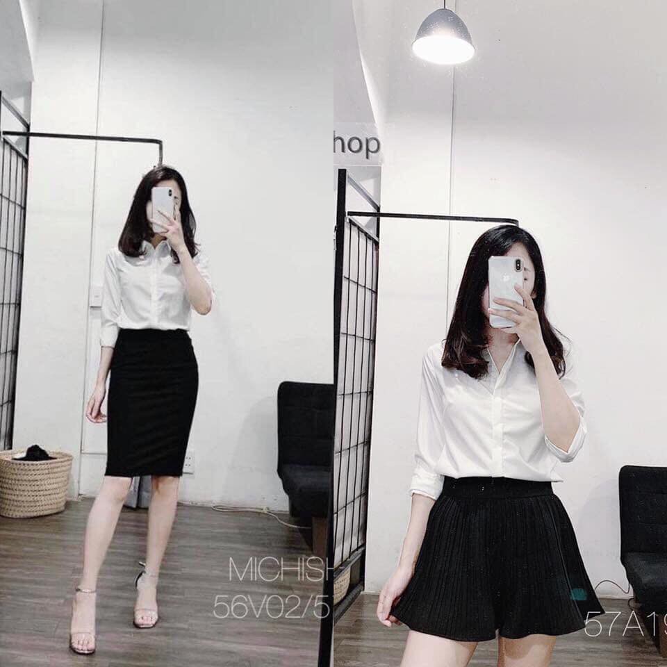 Áo sơ mi Trắng dài tay mix gì cũng đẹp